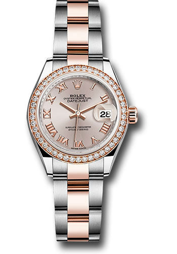 *Pre-Owned* Rolex Steel and Everose Gold Rolesor Lady-Datejust 28 Watch - Diamond Bezel - Sundust Roman Dial - Oyster Bracelet