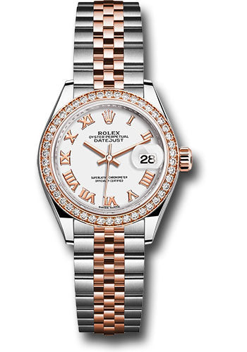 *Pre-Owned* Rolex Steel and Everose Gold Rolesor Lady-Datejust 28 Watch - Diamond Bezel - White Roman Dial - Jubilee Bracelet