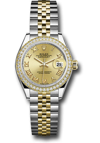 *Pre-Owned* Rolex Steel and Yellow Gold Rolesor Lady-Datejust 28 Watch - Diamond Bezel - Champagne Roman Dial - Jubilee Bracelet