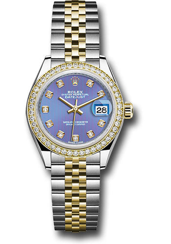 *Pre-Owned* Rolex Steel and Yellow Gold Rolesor Lady-Datejust 28 Watch - Diamond Bezel - Lavender Diamond Dial - Jubilee Bracelet