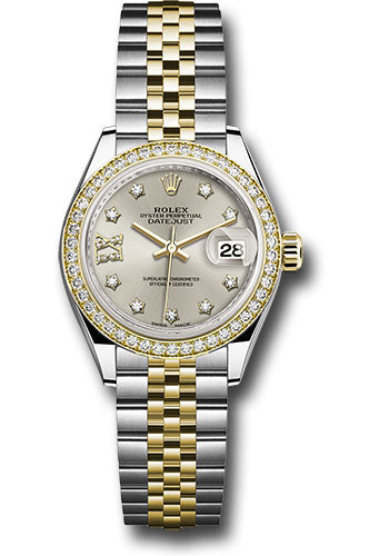 *Pre-Owned* Rolex Steel and Yellow Gold Rolesor Lady-Datejust 28 Watch - Diamond Bezel - Silver Diamond Star Dial - Jubilee Bracelet