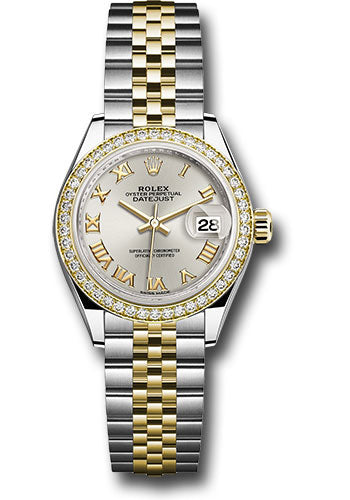 *Pre-Owned* Rolex Steel and Yellow Gold Rolesor Lady-Datejust 28 Watch - Diamond Bezel - Silver Roman Dial - Jubilee Bracelet