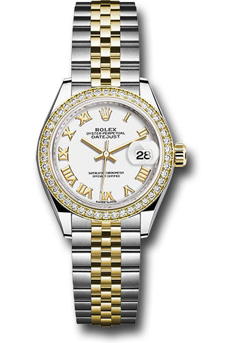 *Pre-Owned* Rolex Steel and Yellow Gold Rolesor Lady-Datejust 28 Watch - Diamond Bezel - White Roman Dial - Jubilee Bracelet