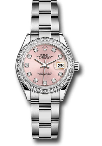 *Pre-Owned* Rolex Steel and White Gold Rolesor Lady-Datejust 28 Watch - 44 Diamond Bezel - Pink Diamond Dial - Oyster Bracelet