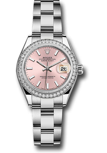 *Pre-Owned* Rolex Steel and White Gold Rolesor Lady-Datejust 28 Watch - 44 Diamond Bezel - Pink Index Dial - Oyster Bracelet