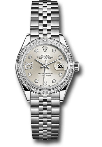 *Pre-Owned* Rolex Steel and White Gold Rolesor Lady-Datejust 28 Watch - 44 Diamond Bezel - Silver Diamond Star Dial - Jubilee Bracelet