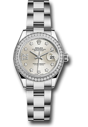 *Pre-Owned* Rolex Steel and White Gold Rolesor Lady-Datejust 28 Watch - 44 Diamond Bezel - Silver Diamond Star Dial - Oyster Bracelet
