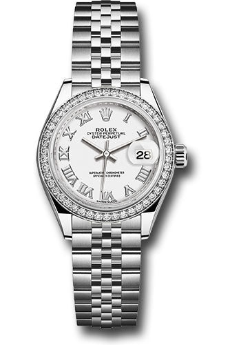 *Pre-Owned* Rolex Steel and White Gold Rolesor Lady-Datejust 28 Watch - 44 Diamond Bezel - White Roman Dial - Jubilee Bracelet