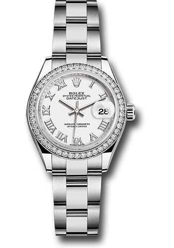 *Pre-Owned* Rolex Steel and White Gold Rolesor Lady-Datejust 28 Watch - 44 Diamond Bezel - White Roman Dial - Oyster Bracelet