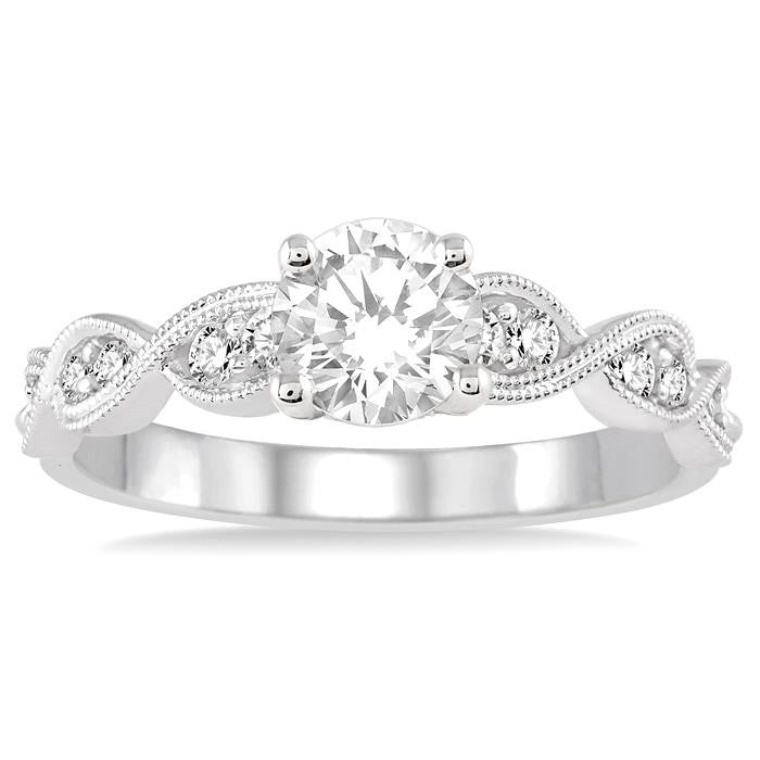 1/4 Ctw Diamond Semi-Mount Engagement Ring in 14K White Gold