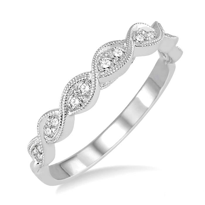 1/5 Ctw Round Cut Diamond Wedding Band in 14K White Gold