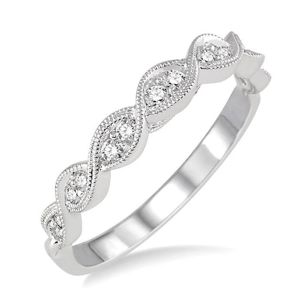 1/5 Ctw Round Cut Diamond Wedding Band in 14K White Gold