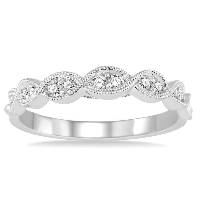 1/5 Ctw Round Cut Diamond Wedding Band in 14K White Gold