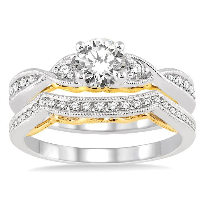 Round Shape Diamond Wedding Set