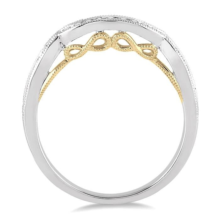 1/5 Ctw Round Cut Diamond Wedding Band in 14K White and Yellow Gold