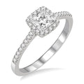 1/2 Ctw Diamond Engagement Ring with 1/4 Ct Princess Cut Center Stone in 14K White Gold