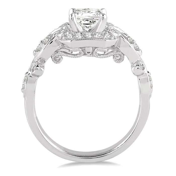 Princess Shape Halo Diamond Engagement Ring