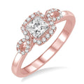 3/8 Ctw Diamond Engagement Ring with 1/5 Ct Princess Cut Center Stone in 14K Rose Gold