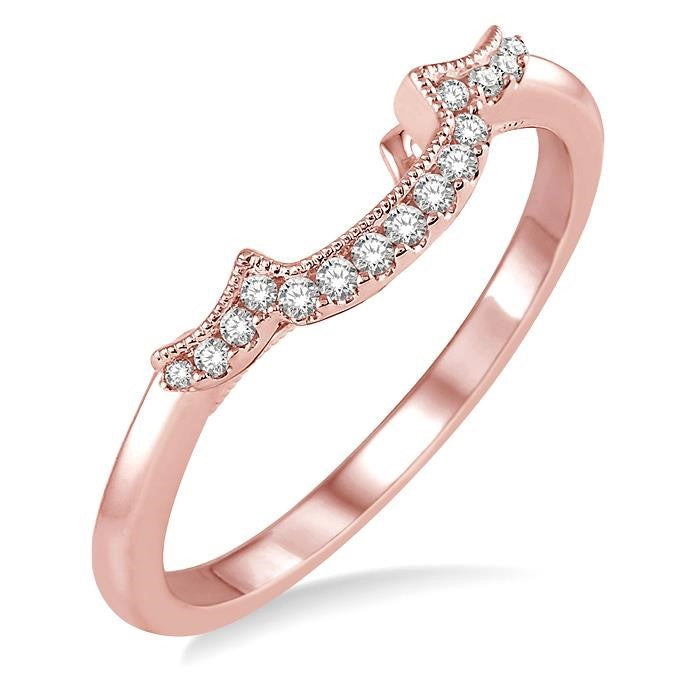 1/10 Ctw Round Cut Diamond Wedding Band in 14K Rose Gold
