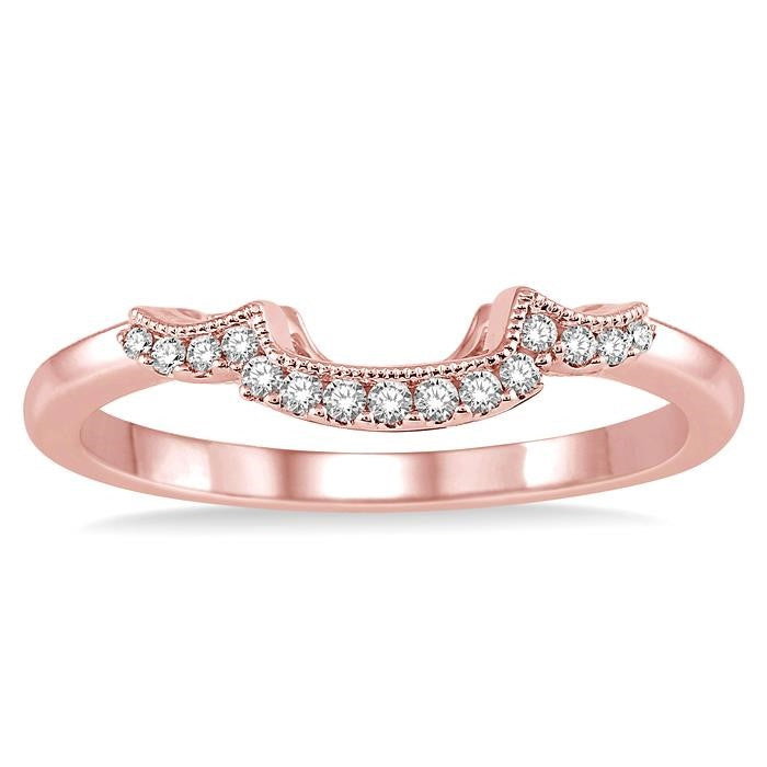 1/10 Ctw Round Cut Diamond Wedding Band in 14K Rose Gold
