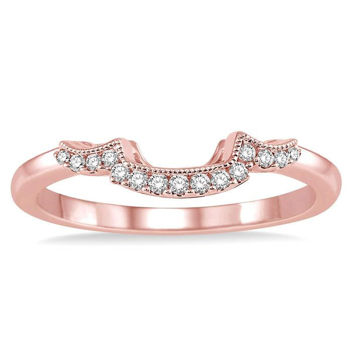 1/10 Ctw Round Cut Diamond Wedding Band in 14K Rose Gold
