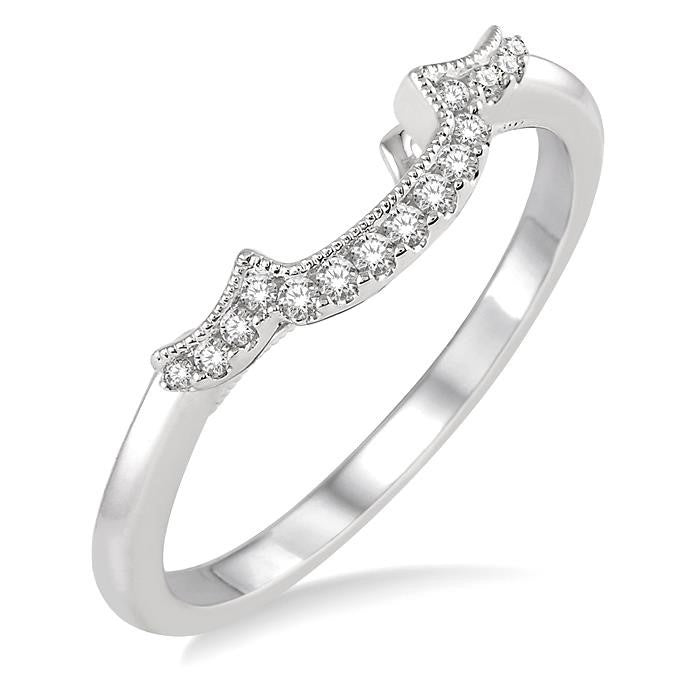 1/10 Ctw Round Cut Diamond Wedding Band in 14K White Gold