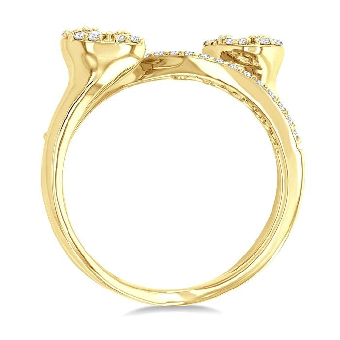 3/4 Ctw Pear Shape Fusion Baguette and Round Cut Diamond Fashion Wrap Ring in 14K Yellow Gold