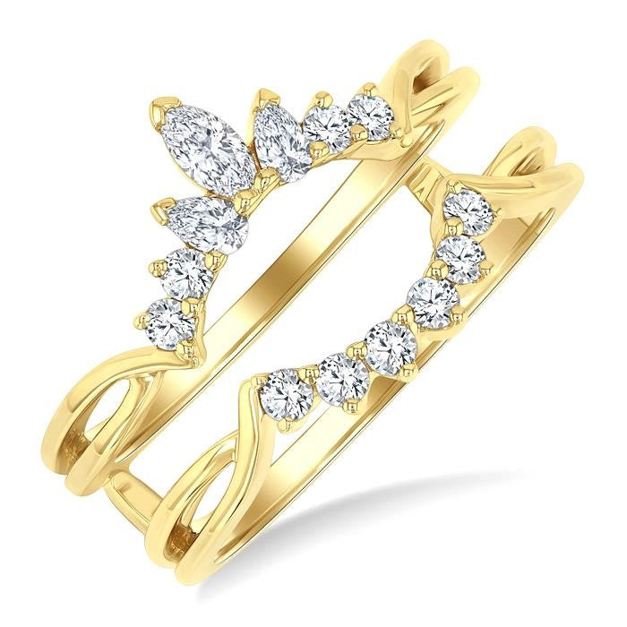 3/8 Ctw Marquise, Pear and Round Cut Diamond Chevron Insert Ring in 14K Yellow Gold