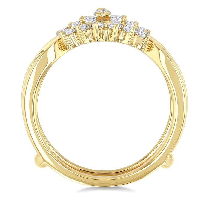 3/8 Ctw Marquise, Pear and Round Cut Diamond Chevron Insert Ring in 14K Yellow Gold