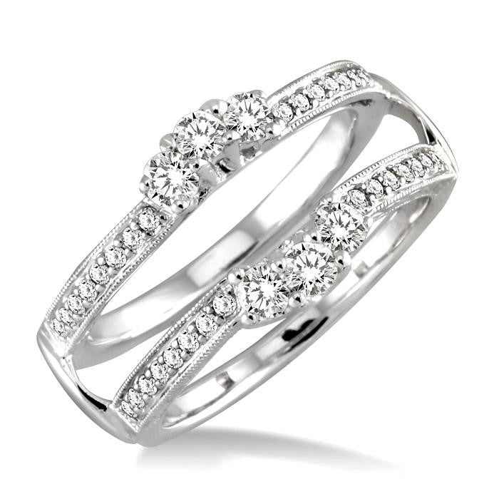 1/2 Ctw Round Cut Diamond Insert Ring in 14K White Gold