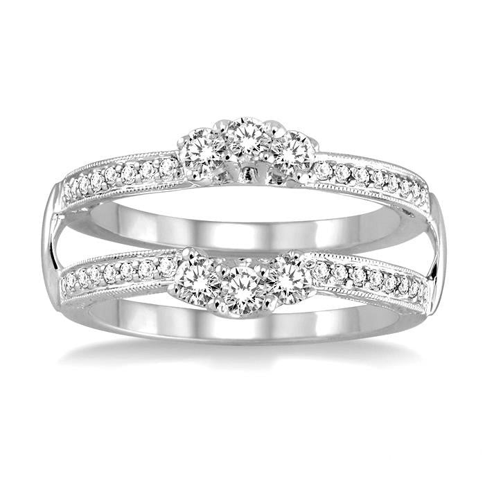1/2 Ctw Round Cut Diamond Insert Ring in 14K White Gold