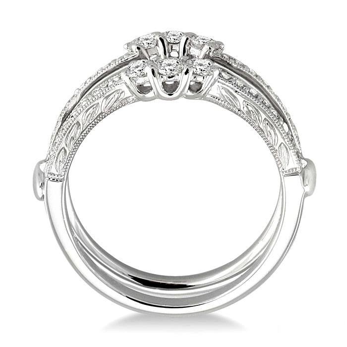 1/2 Ctw Round Cut Diamond Insert Ring in 14K White Gold