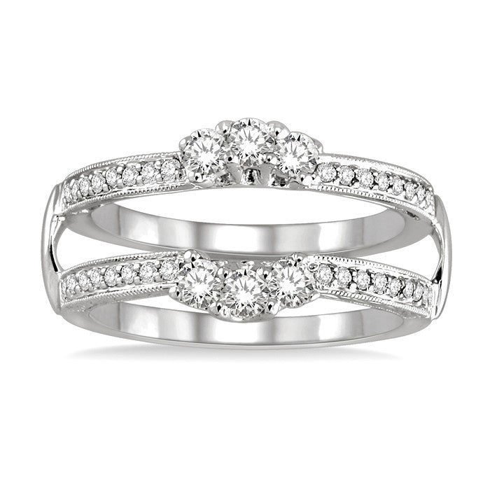 1/2 Ctw Round Cut Diamond Insert Ring in 14K White Gold