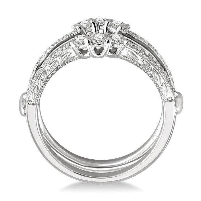 1/2 Ctw Round Cut Diamond Insert Ring in 14K White Gold