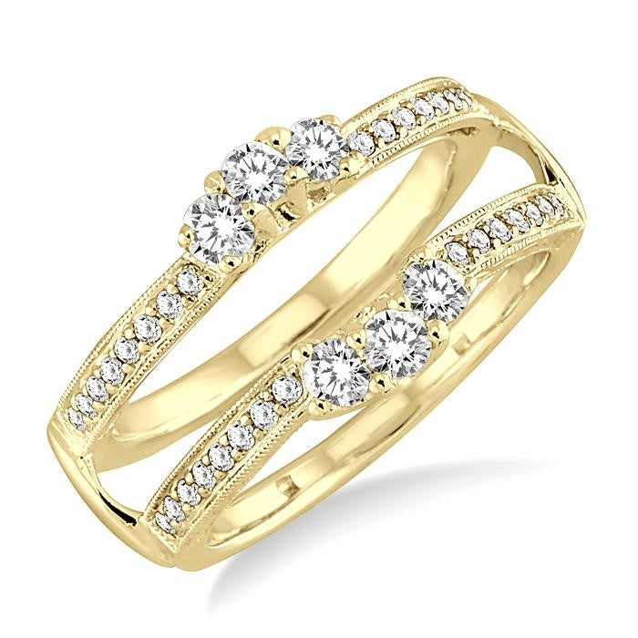 1/2 Ctw Round Cut Diamond Insert Ring in 14K Yellow Gold.