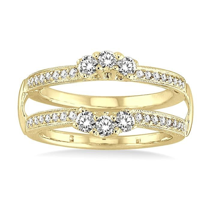 1/2 Ctw Round Cut Diamond Insert Ring in 14K Yellow Gold.