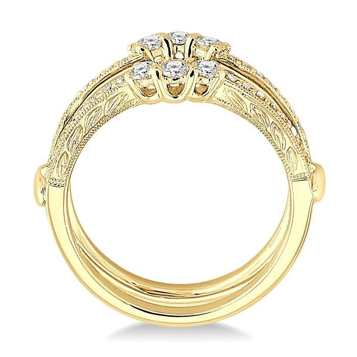 1/2 Ctw Round Cut Diamond Insert Ring in 14K Yellow Gold.
