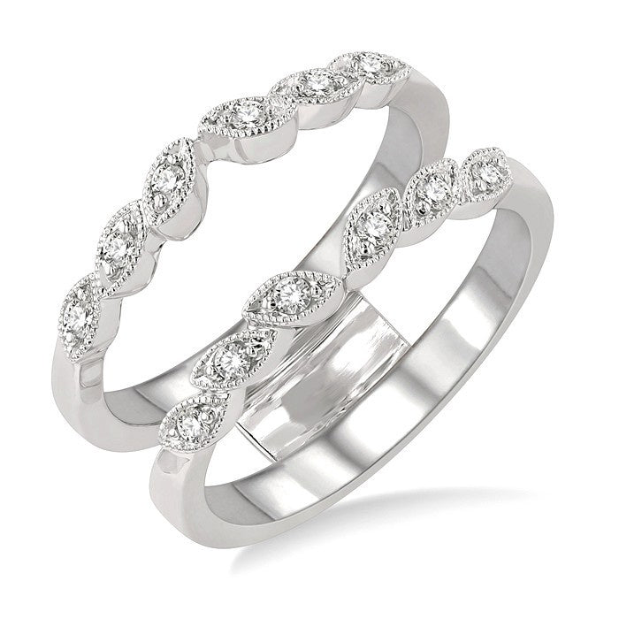 1/6 Ctw Round Cut Diamond Insert Ring in 14K White Gold