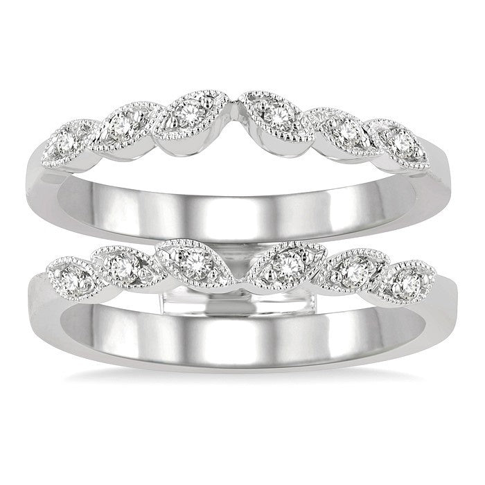 1/6 Ctw Round Cut Diamond Insert Ring in 14K White Gold