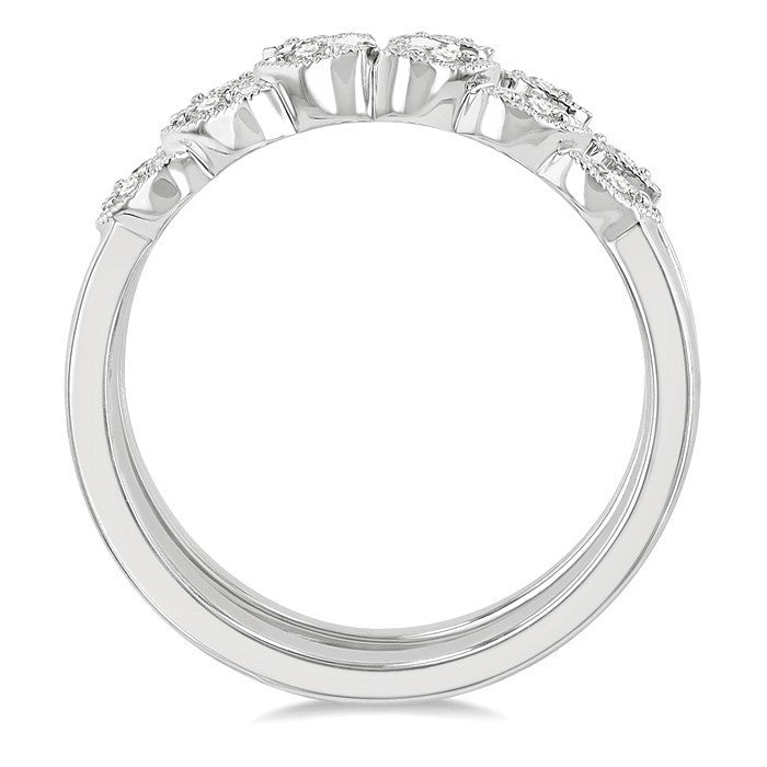 1/6 Ctw Round Cut Diamond Insert Ring in 14K White Gold