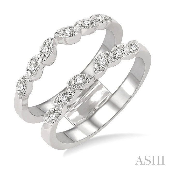 1/6 Ctw Round Cut Diamond Insert Ring in 14K White Gold