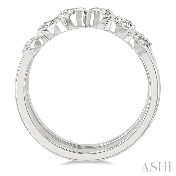1/6 Ctw Round Cut Diamond Insert Ring in 14K White Gold