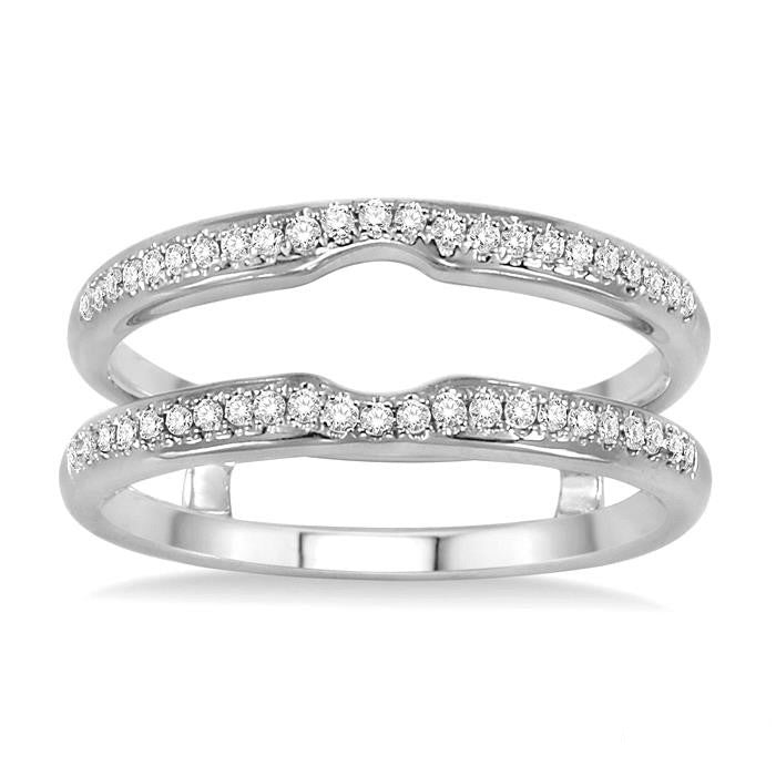 1/5 Ctw Round Cut Diamond Insert Ring in 14K White Gold