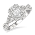 1/2 Ctw Entwined Shank Baguette & Round Cut Fusion Diamond Ring in 14K White Gold