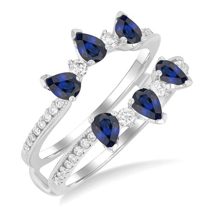 Pear Shape Gemstone & Diamond Insert Ring