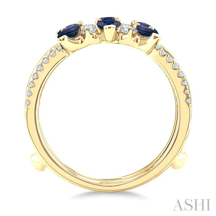 4X3 MM Pear Cut Sapphire and 1/3 Ctw Round Cut Diamond Precious Insert Ring in 14K Yellow Gold