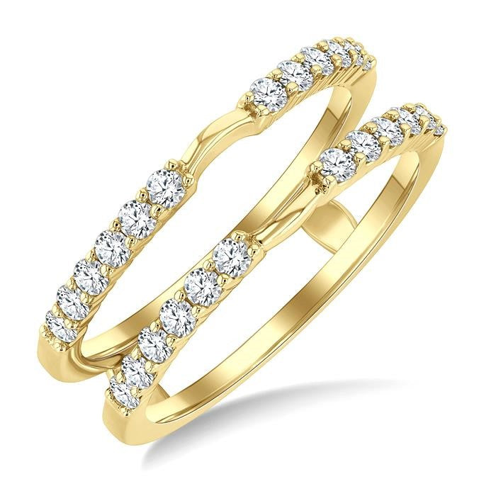 1/2 Ctw Shared Prong Round Cut Diamond Insert Ring in 14K Yellow Gold