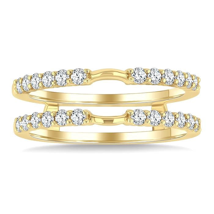 1/2 Ctw Shared Prong Round Cut Diamond Insert Ring in 14K Yellow Gold