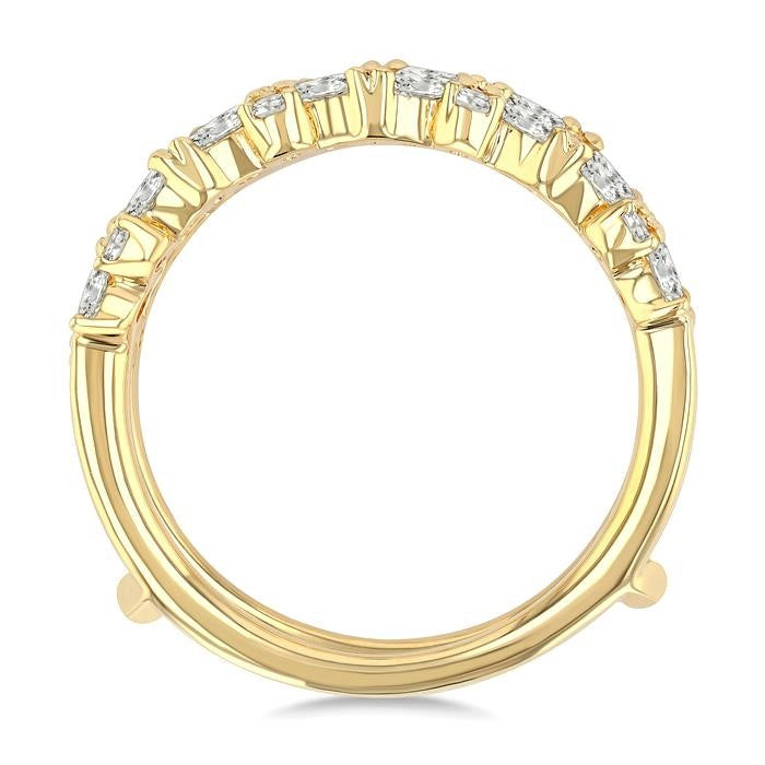 1 1/10 Ctw Zigzag Marquise and Round Cut Diamond Insert Ring in 14K Yellow Gold