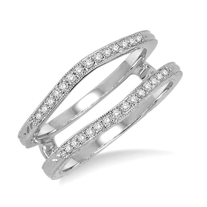 1/5 Ctw Round Cut Diamond Insert Ring in 14K White Gold